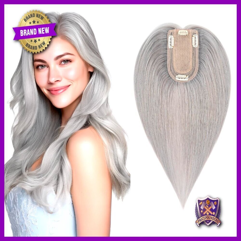 Real Human Hair Topper No Bangs Middle Part Volume Enhancer Anti-Slip Clips